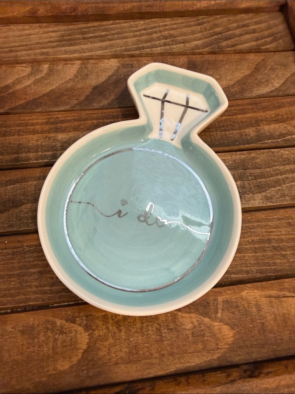 Kate Aspen I Do Ring Dish Aqua Blue Wedding Trinket Tray Jewelry Holder